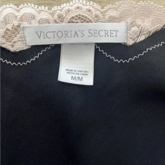Victoria's Secret Vintage Sz M Black & LightPink Lace Lingerie Gown slit Y2K*I11 - Picture 3 of 4